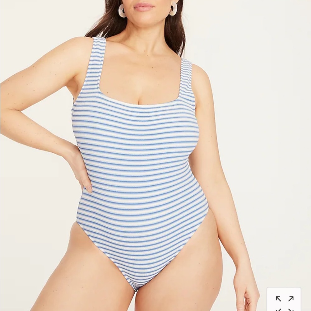 J Crew Textured squareneck one-piece in stripe